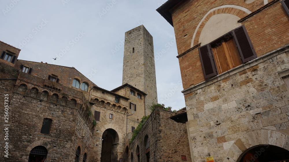 Picturesque View of Towers in San Gimignano at sunset, Tuscany, Italy