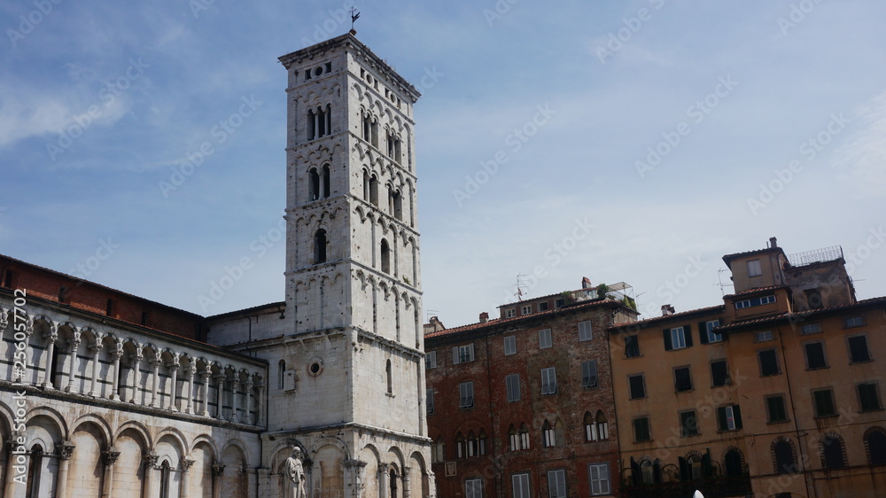 San Michele in Foro . Roman Catholic basilica church in Lucca, Italy Madonna Tuscany