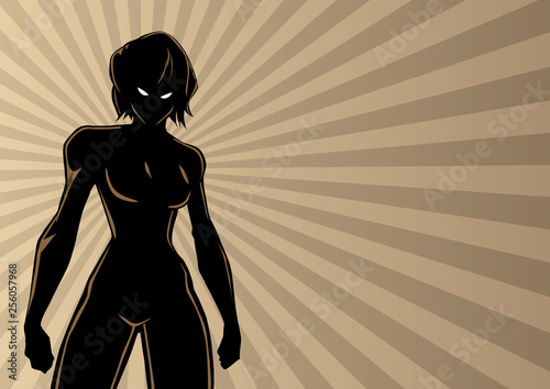 Superheroine Battle Mode Ray Light Silhouette