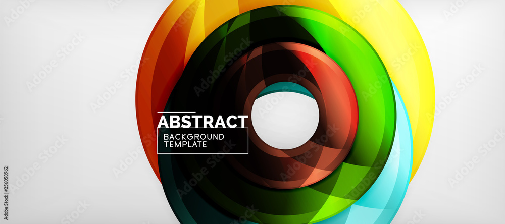Modern geometric circles abstract background, colorful round shapes with shadow effects