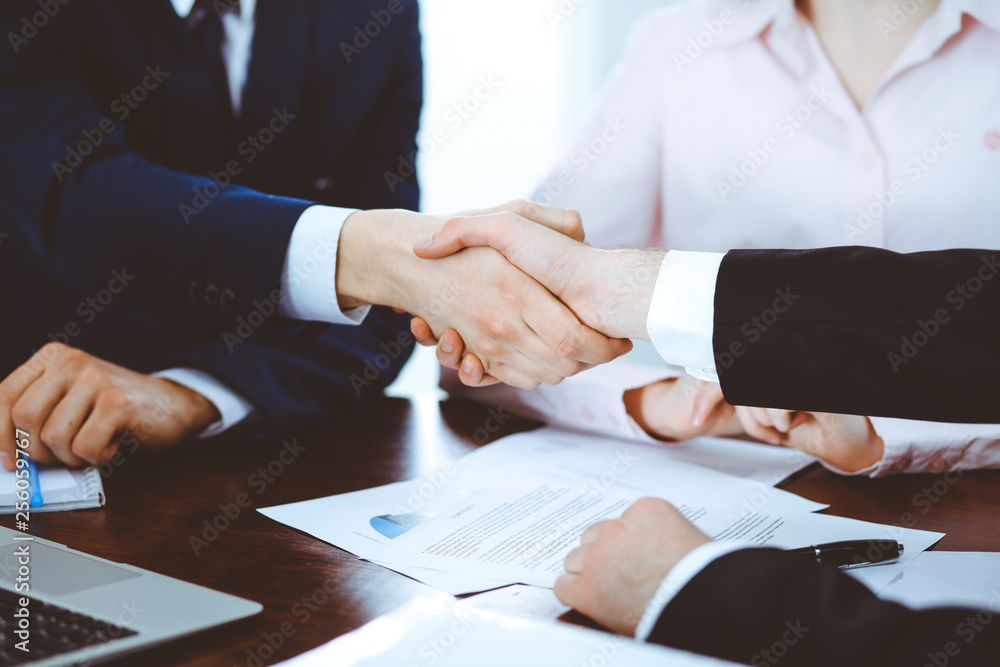 Business people shaking hands finishing up a meeting. Handshake at successful negotiation Business people shaking hands finishing up a meeting. Handshake at successful negotiation