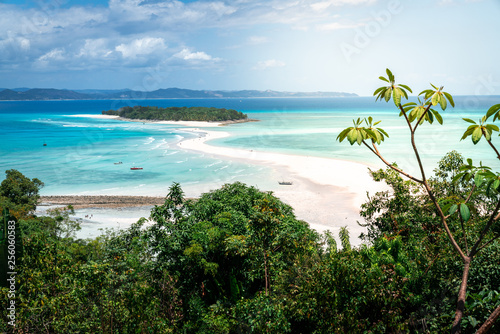 the beautiful Nosy Iranja island  tropical beach on a famous touristic island landmark  Madagascar.