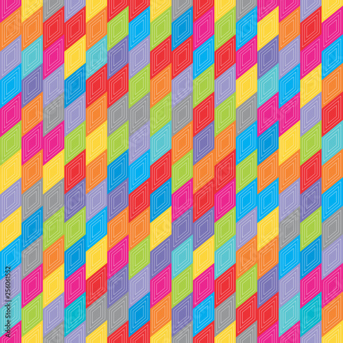 Abstract seamless background pattern with rhomboids.  Vector graphic illustration in full color.
