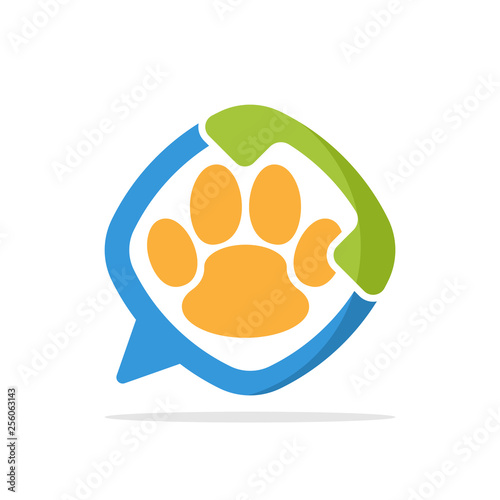 Vector illustration icon with the concept of telephone communication media to access information about pets