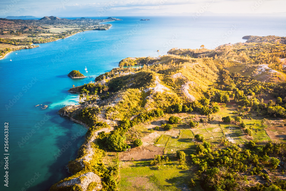 aerial view of the amazing coast of madagascar islands - obrazy, fototapety, plakaty 