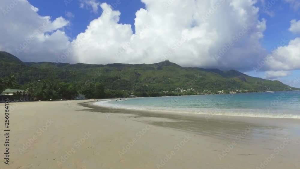 View Of The Beau Vallon Beach, Ocean And Mountains, Mahe Island, Seychelles View Of The Beau Vallon Beach, Ocean And Mountains, Mahe Island, Seychelles