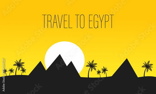 Egypt Travel Vector Banner with Lettering, Text