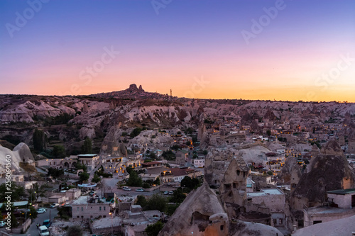 Uchisar, Cappadocia, Turkey , beautiful panoramic view, landscape at the sunset.