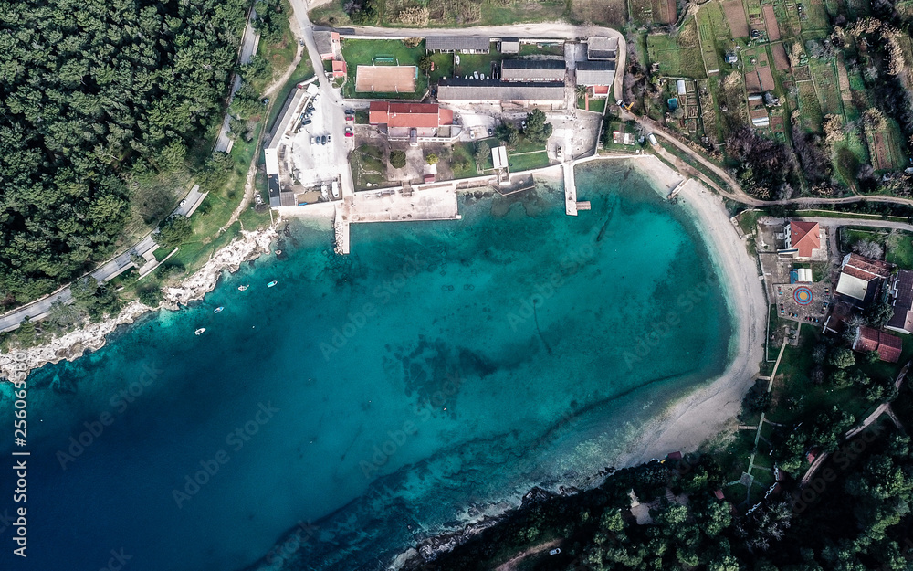 Aerial shot of lungomare coast in Pula,Croatia