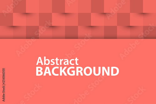Vector background 3d paper from squares.Living Coral abstract texture.Vector background can be used on the website, in cover design, poster, advertising, postcards.