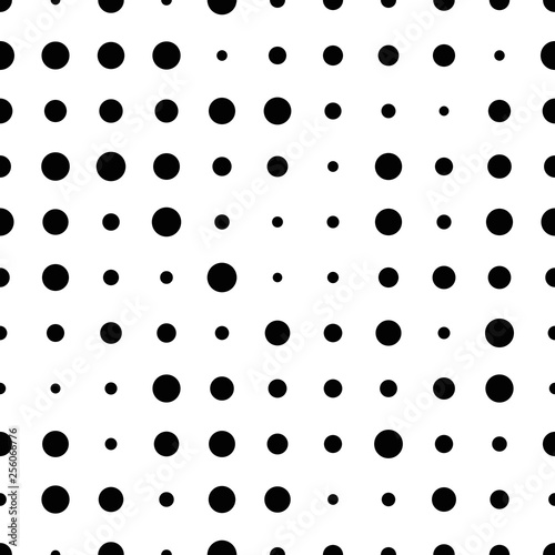 Black and white seamless pattern with grunge halftone dots. Dotted texture. Halftone dots background. Polka dot infinity. Abstract geometrical pattern of round shape.Screen print. Vector illustration