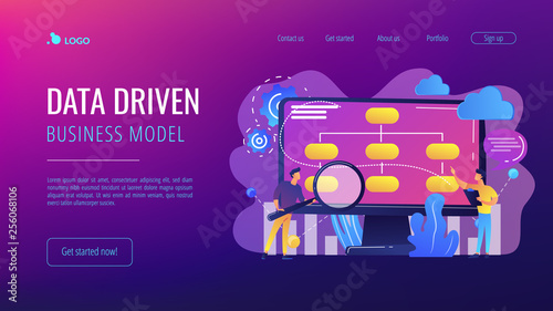 Data driven business model concept landing page.