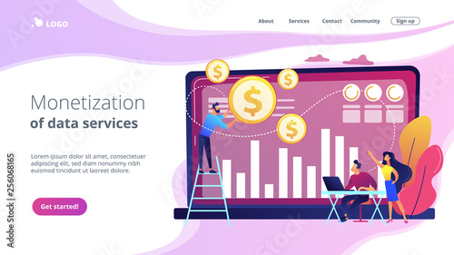 Data monetization concept landing page.