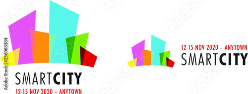 Smart city logo design, vector