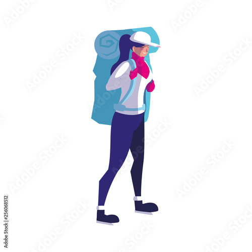 adventurous woman with travelbag