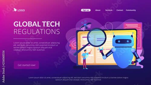 Artificial intelligence regulations concept landing page.