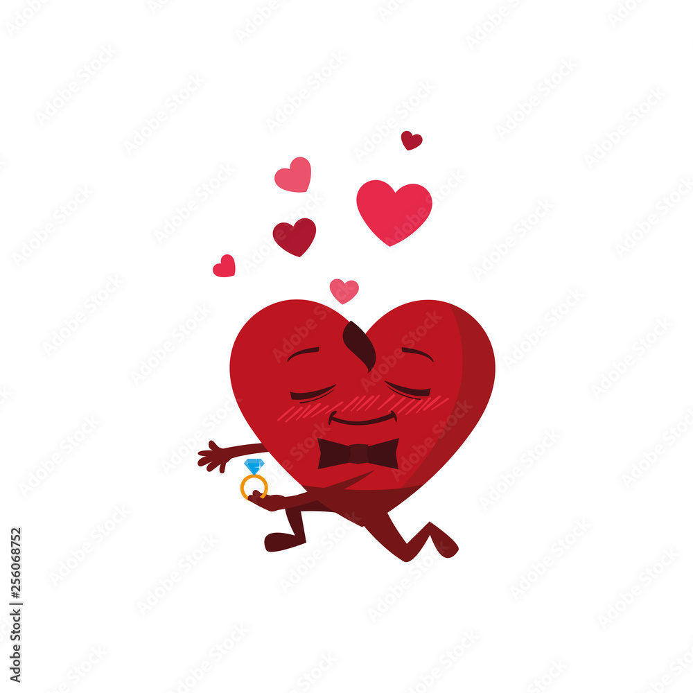heart male with engagement ring kawaii character heart male with engagement ring kawaii character