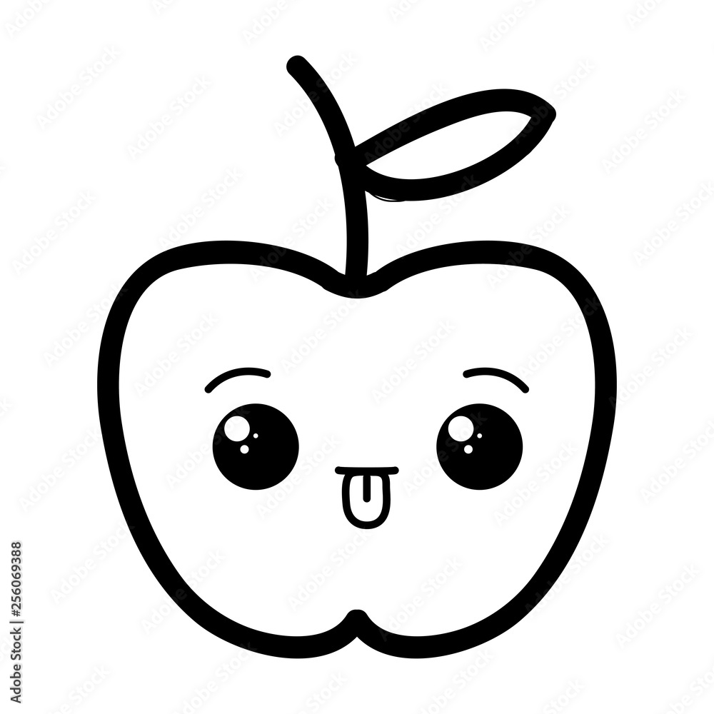 Fototapeta premium kawaii cartoon apple