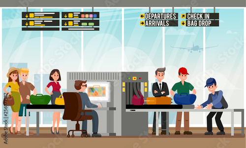 Bag Drop Service in Airport Flat Illustration.