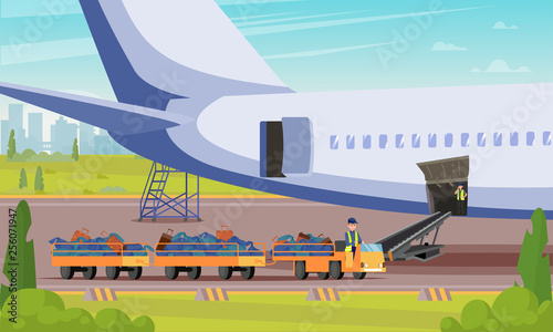 Car With Luggage Passengers Flat Illustration.