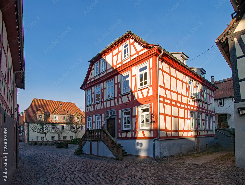 Fachwerkhaus in der Altstadt von Erbach im Odenwald in Hessen, Deutschland 