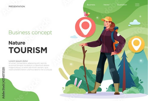 Presentation slide templates or landing pages for websites, or apps. Business concept illustrations. Modern flat style. Vector