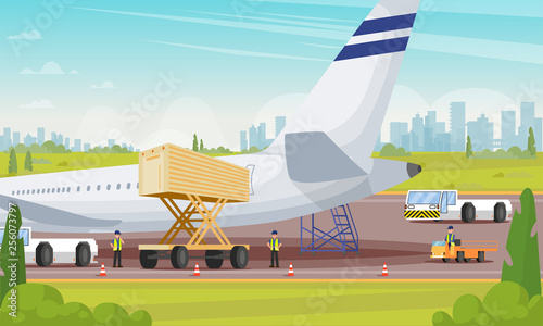 Plane Preparation for Boarding Flat Illustration.