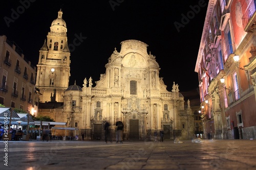 Murcia Cathedral by night.