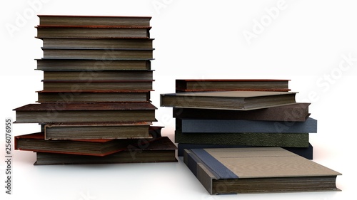pile of old books with white soft focus background