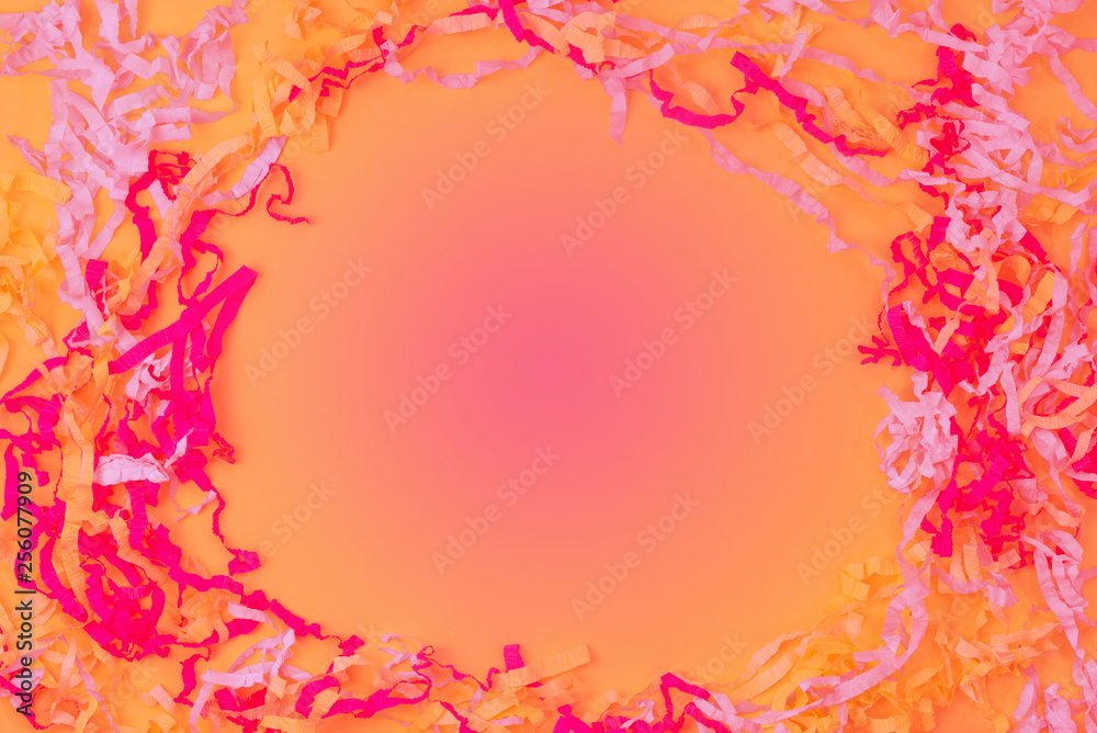 Surrealism Decorative abstract background of colored paper on a living coral background
