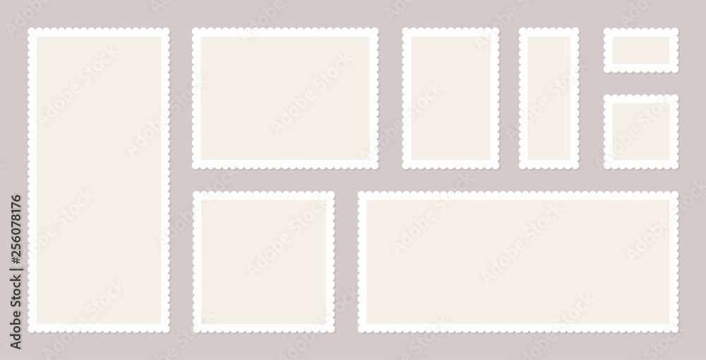 Obraz premium Blank Postage Stamps Set. Vector illustration blank postage stamps collection.