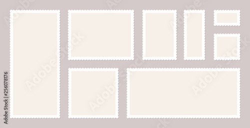 Blank Postage Stamps Set. Vector illustration blank postage stamps collection.