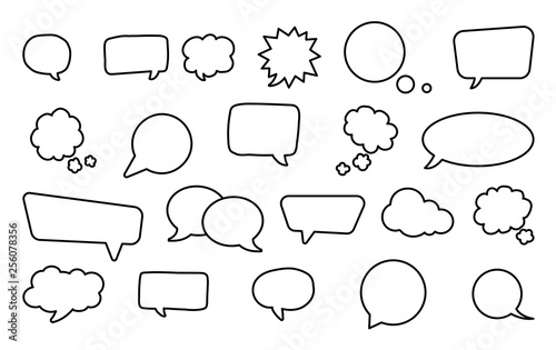 Big set of speech bubbles. Retro empty comic bubbles. Stickers. Vector illustration.