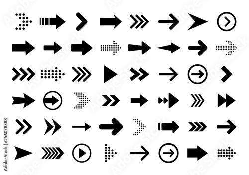 Arrows big black set icons. Arrow icon. Arrow vector collection. Arrow. Cursor. Modern simple arrows. Vector illustration.