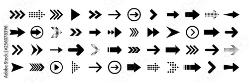 Arrows big black set icons. Arrow icon. Arrow vector collection. Arrow. Cursor. Modern simple arrows. Vector illustration. photo
