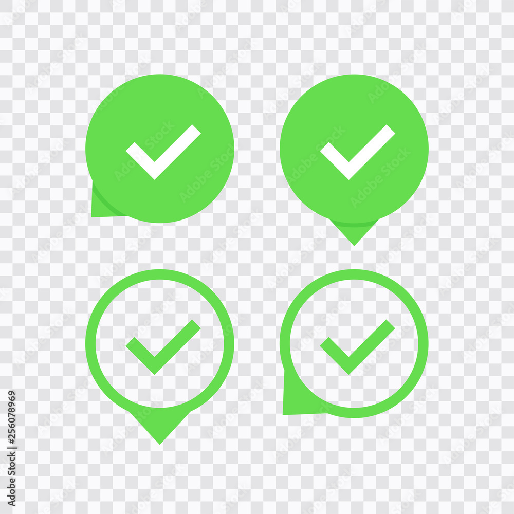 Green check mark icon set. Vector illustration. Green check mark icon set. Vector illustration.