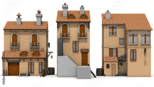 Cuadro en lienzo cartoon houses with white background