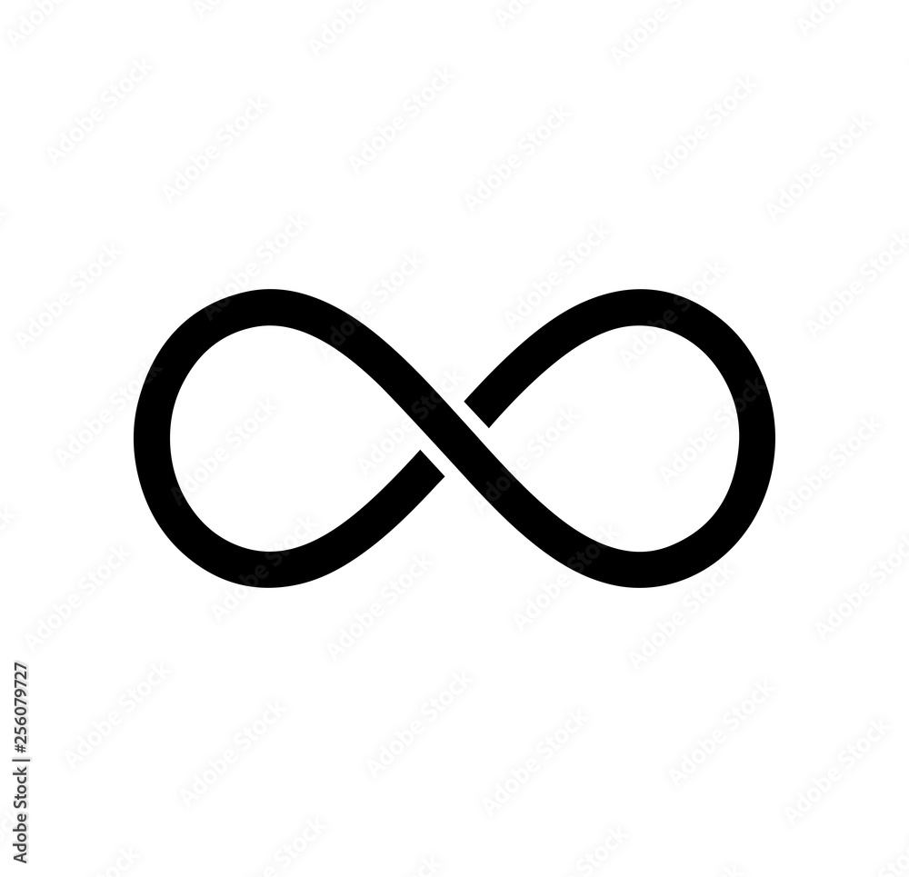 Black infinity symbol icon. Concept of infinite, limitless and endless. Black infinity symbol icon. Concept of infinite, limitless and endless.