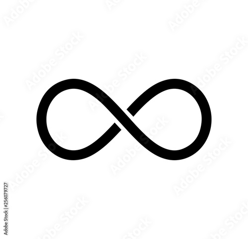 Black infinity symbol icon. Concept of infinite, limitless and endless.