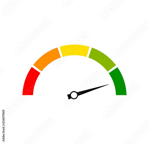 Rating customer satisfaction meter. Different emotions. Abstract concept graphic element of tachometer, speedometer, indicators, score. Vector illustration.