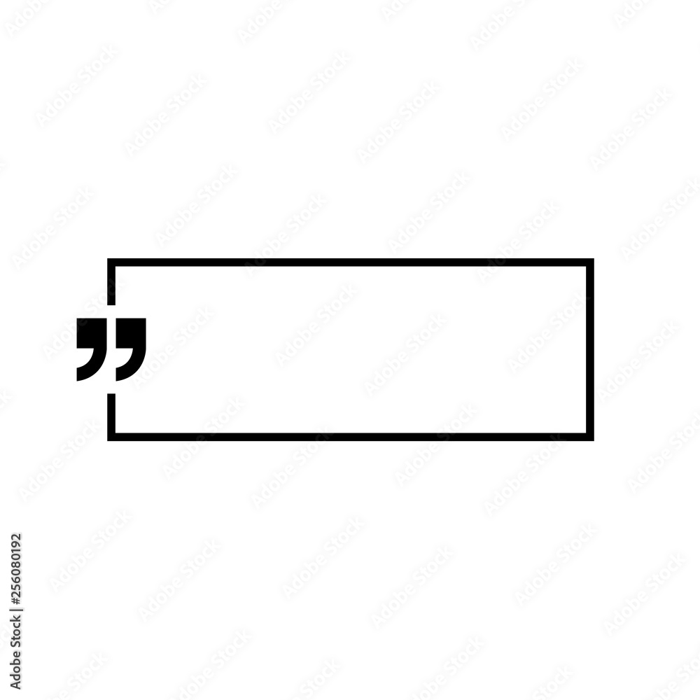 Quotes icon vector. Quotemarks outline, speech marks, inverted commas or talking marks collection. Vector line art illustration isolated on white background.