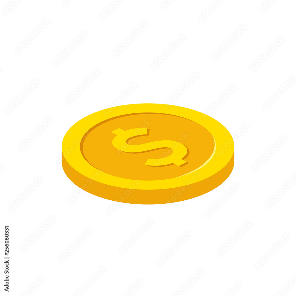 Dollar coin in isometric style. Best quality. Vector illustration.