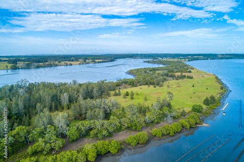 Aerial view of countryside and rivers in Australia