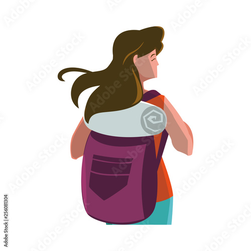 adventurous woman with travelbag