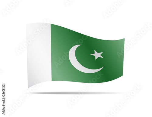 Waving Pakistan flag in the wind. Flag on white vector illustration