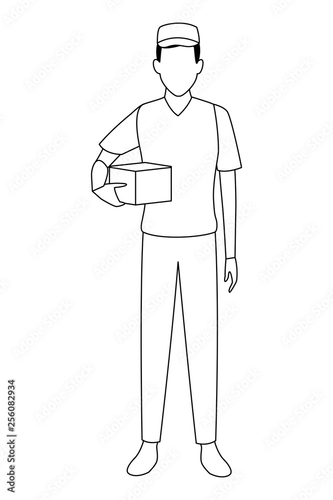 Courier delivery profession avatar in black and white