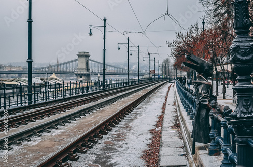 Snow train tracks