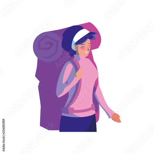 adventurous woman with travelbag