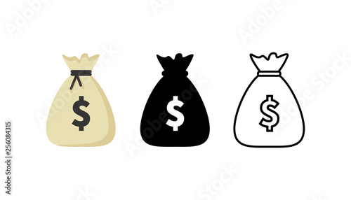 Money bag icons set. Moneybag collections. Vector illustration.