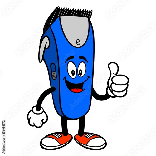 Electrical Hair Clipper Mascot with Thumbs Up - A vector cartoon illustration of a barber shop electrical hair clipper mascot holding Thumbs Up.